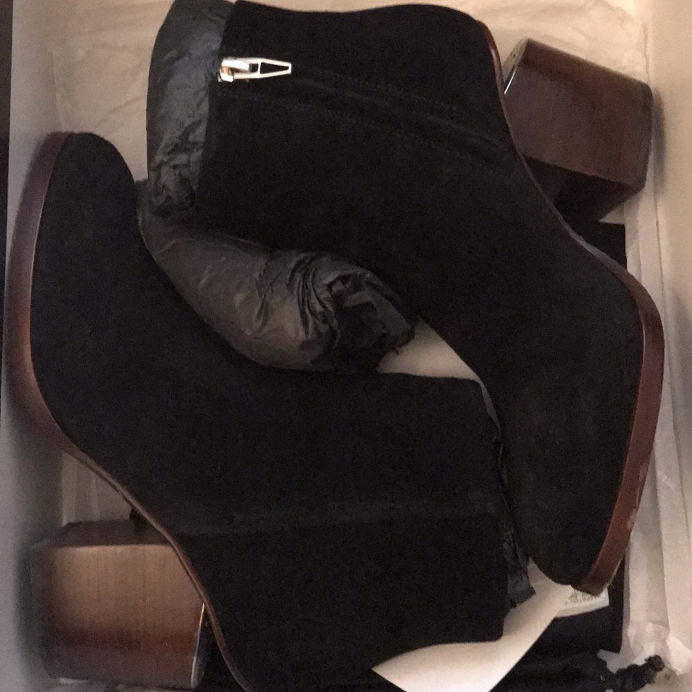 ALEXANDER WANG Gabi Black Suede Silver Bootie 36